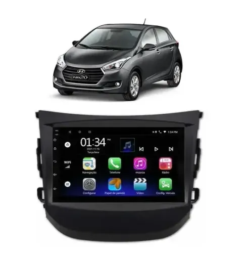 Kit Multimídia HB20 2012 / 2019 7 Pol Android Carplay 2/32GB Com moldura