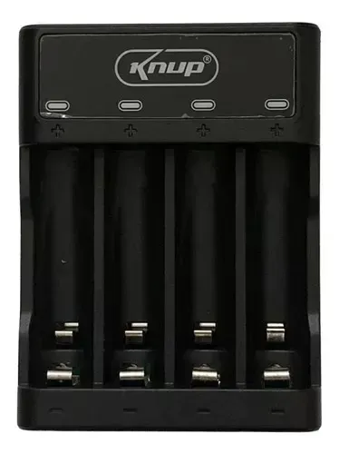 Carregador USB Tipo C Knup para Pilhas AA/AAA com LED indicador.