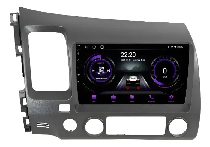 Multimidia Civic G8 2007-2011 Android 14 Tela 9 4gb Ram 64gb Cor Grafito Ano 2007 Até 2011
