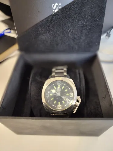 Lindo Relógio Hugo Boss Masculino Original Swiss Made - Aço Inox, Mostrador Preto, 100m
