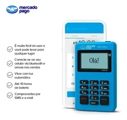 Maquininha De Cartão Mercado Pago Point Mini Nfc 2 Bluetooth