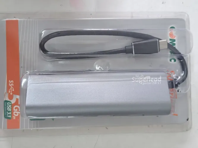 Hub USB 3.1 4 Portas - 5Gb/s - SuperSpeed Gen 1 - Novo