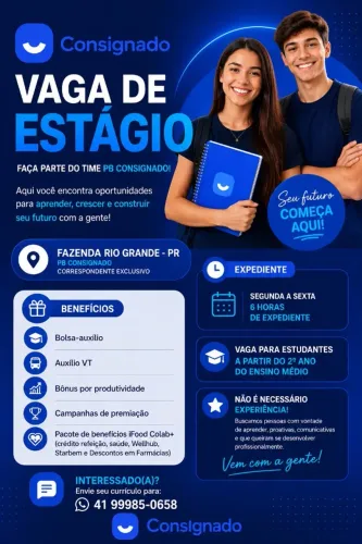 VAGA DE ESTÁGIO A PARTIR DO ENSINO MÉDIO