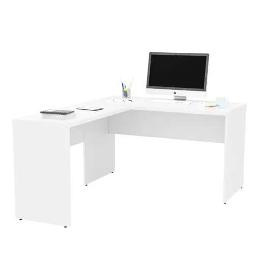 Mesa de escritório em L - cor branca