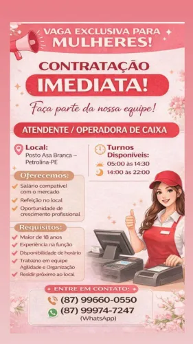 Vaga em Petrolina-PE