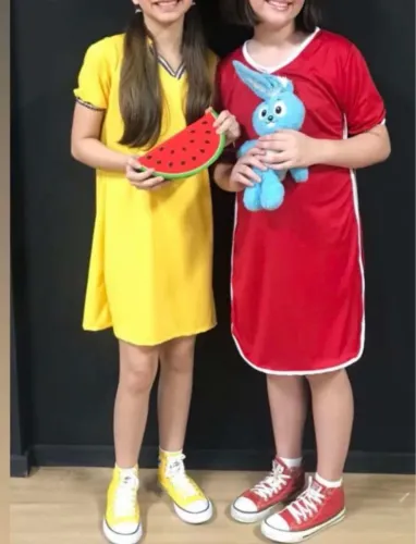 Tema para aniversário. FANTASIA - TURMA DA MÔNICA- MAGALI COM ACESSÓRIO  DE 6 à 7 anos 