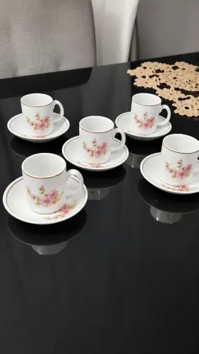 Kit 5 Xícaras e Pires de Café Porcelana Veracruz