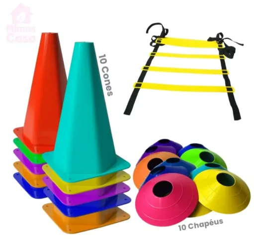 Combo funcional 10 chapéu chinês 10 cone 1 escada. Entrega grátis 