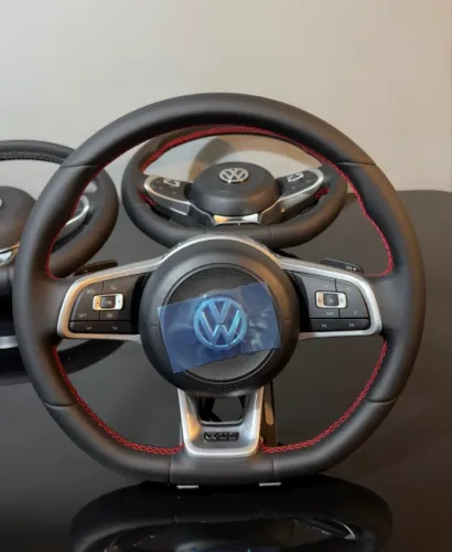 Volante golf gti volkswagen em couro completo