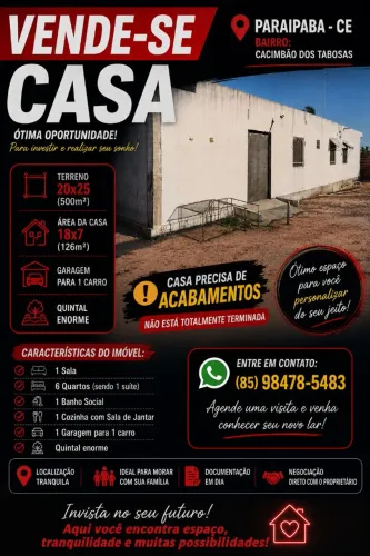 Casa a venda em Paraipaba ce