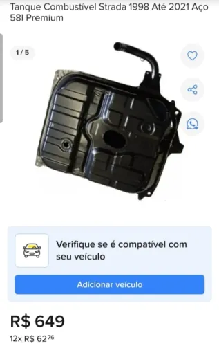 Tanque de combustível  Strada 1998 até 2021 aço 