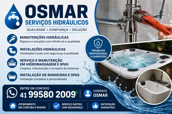 Instalações e Manutenções hidráulica, banheiras de hidromassagem,SPA e ofurô
