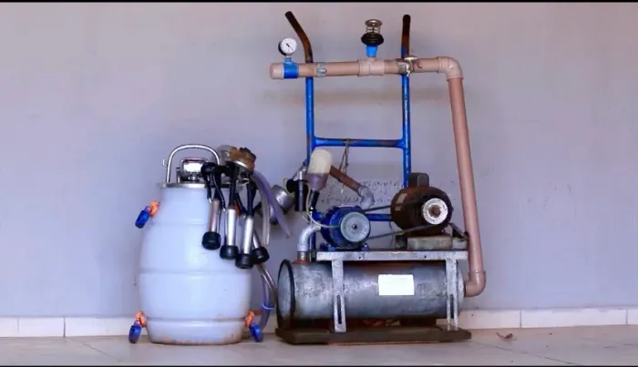 Ordenha de carrinho com um conjunto 