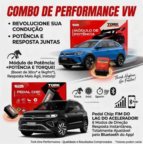 Combo Tork One VW: Módulo de Potência + Pedal Chip (6 Modos) 