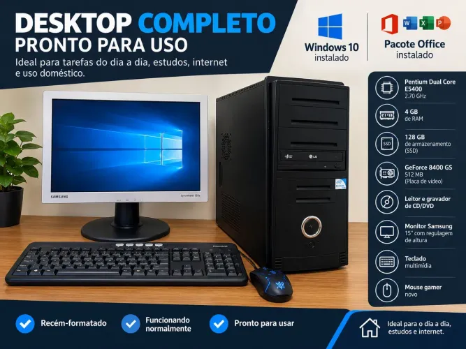 Desktop Completo - Pentium Dual Core + SSD