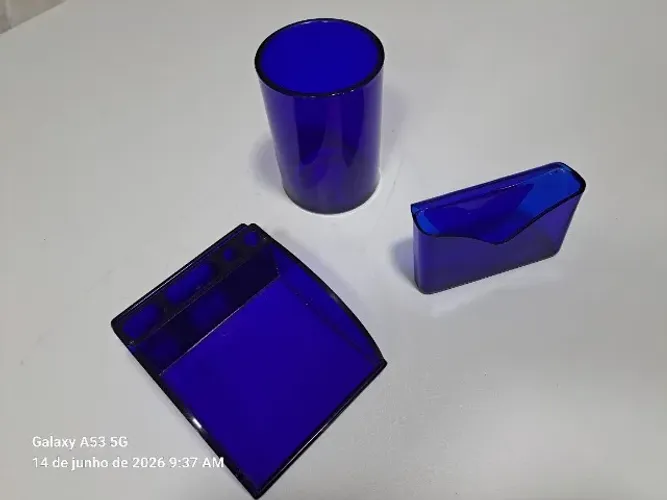 ORGANIZADOR DE MESA- PORTA CARTÃO , CLIPS E CANETAS EM ACRILICO-PORTA CARIMBOS METAL 08 L
