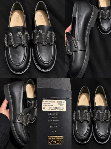 Mocassim Schutz Original Couro Preto Tam. 35 - NOVO