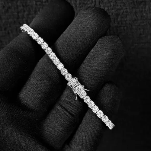 Pulseira Cravejada Riviera Ice Unissex - Prata 925 Legítima - 4mm