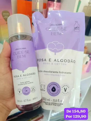 Kit Rosa e algodão: Hidratante + Body Splash. Boticário. Entrega Facilitada.