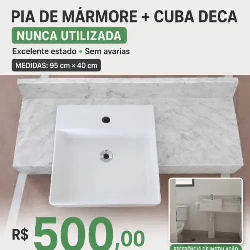 Pia com cuba de semi encaixe DECA - 90cm x 40cm