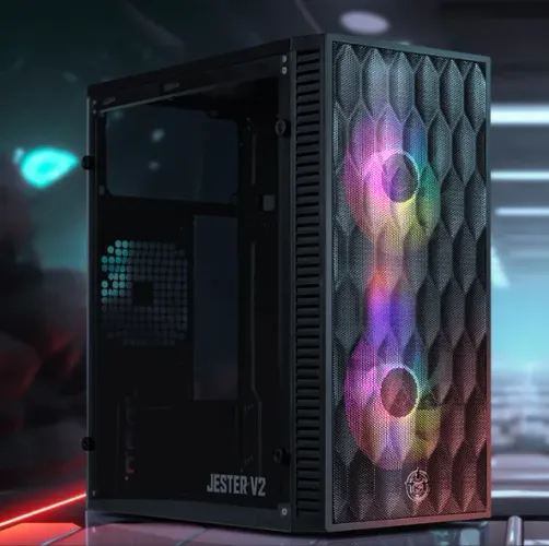 Gabinete Gamer PontoTech, lateral de vidro acrílico com 2 fans rgb