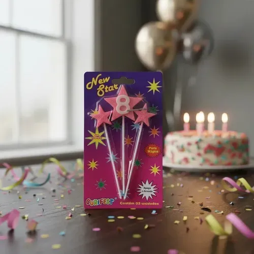 50 Embalagens de Velas de Aniversário para Revendas, com 3 velas por embalagem
