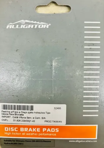Pastilha p/Freio a Disco Hidráulico Tipo Deore Marca Alligator para bicicleta