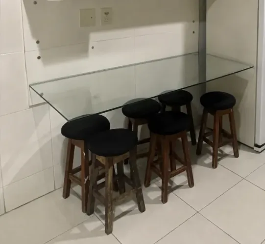 Mesa de Vidro Fixa parede
