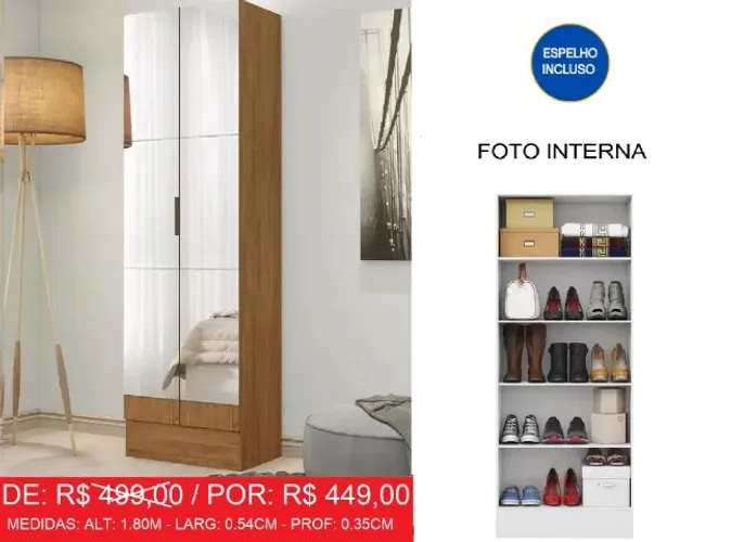 Sapateira - com espelho - compre hoje e receba em até 72 horas