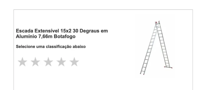 Escada Extensível 15x2 30 Degraus em Alumínio 7,66m Botafogo
