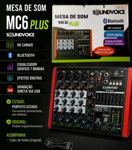 Mesa de som 6 canais