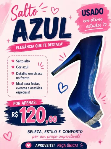 Scarpan azul sapato de salto alto