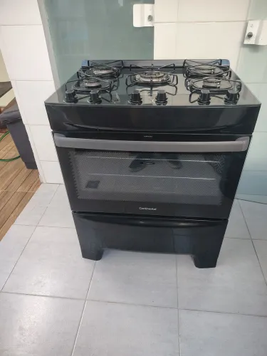 > Fogão Continental 5 bocas mesa de vidro preto - funcionando perfeitamente