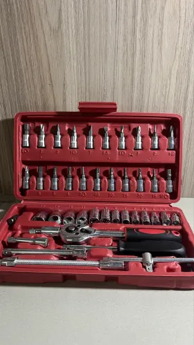 Kit De Chaves Vermelho 46 Peças Aço Cr-v Maleta Ferramentas