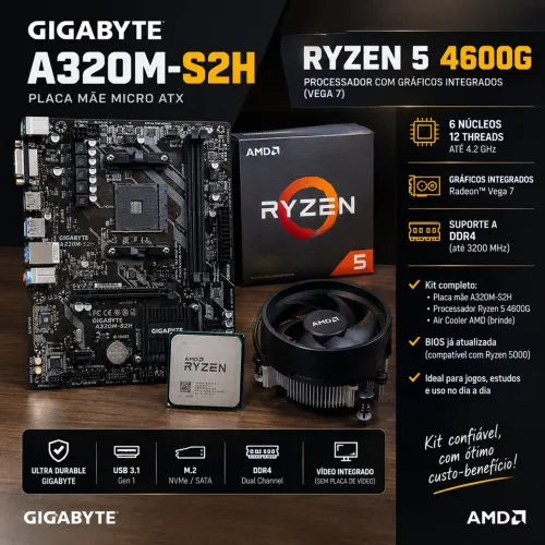 Ryzen 5 4600g + placa mae a320m 