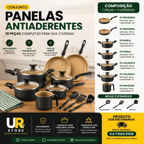 *Jogo de Panelas Antiaderente 10 Peças - Essenza Di Chef* ?