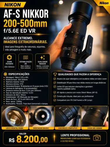 LENTE/OBJETIVA NIKIN 200-500