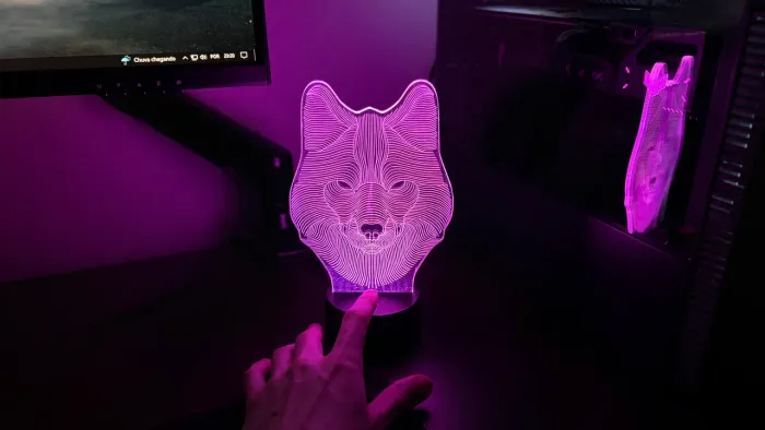 Luminária Decorativa em Acrílico USB Touch LED Lobo
