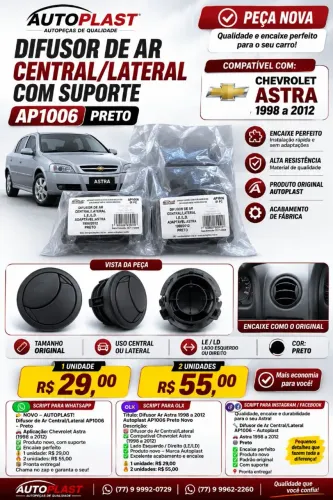 DIFUSOR DE AR CENTRAL ASTRA 1998/2012
