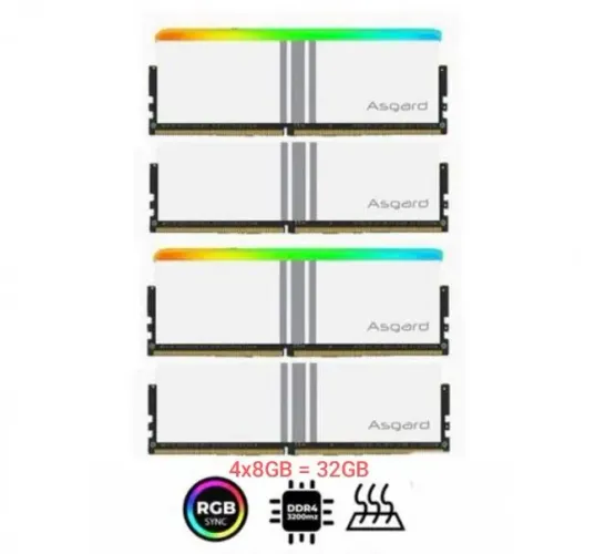 Memória RAM, 32GB (4x8GB) Asgard Valkyrie, 3200MHz Branca - Upgrade top!
