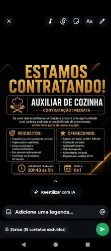 Vaga para auxiliar de cozinha