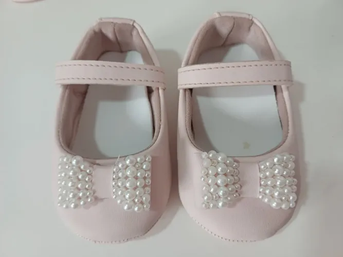 Sapatilha rosa de bebê tam 18 nova