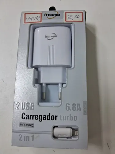 Carregador Atomo para Iphone 2 USB 6.8 A Turbo MO-MK02