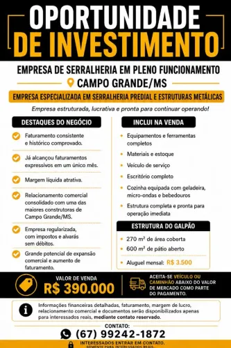 SERRALHERIA A VENDA COMPLETA