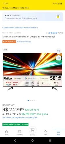 Smart TV PHILCO 58 LED 4K Google 