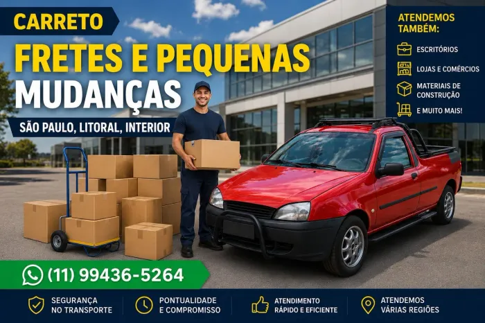 Frete e Carreto Rápido - Pickup Ford Courier a Serviço!<br>