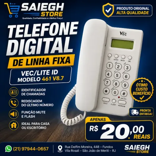 Telefone Digital de Linha Fixa VEC/LITE ID - Modelo 461 V8.7