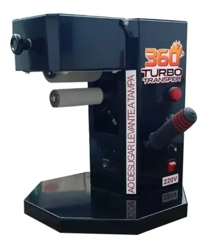 Prensa Transfer Giro 360º Completa 9x1 Cor Preta