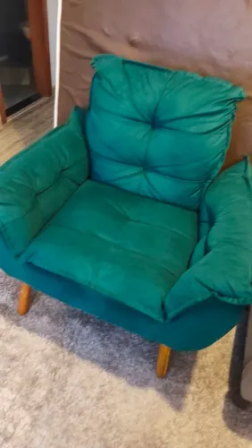 Poltrona aveludada verde 