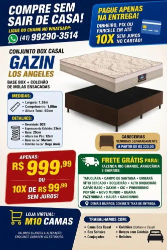 Cama box casal molas Los angeles # 10x sem juros no cartão